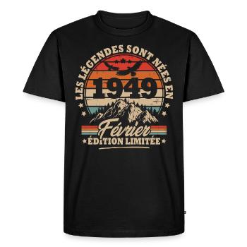 Cadeau D'anniversaire Nées En Février 1949 - T-shirt Premium bio Homme - noir - Devant - Nico (187cm)