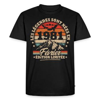 Cadeau D'anniversaire Nées En Février 1981 - T-shirt Premium bio Homme - noir - Devant - Nico (187cm)