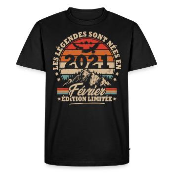 Cadeau D'anniversaire Nées En Février 2021 - T-shirt Premium bio Homme - noir - Devant - Nico (187cm)