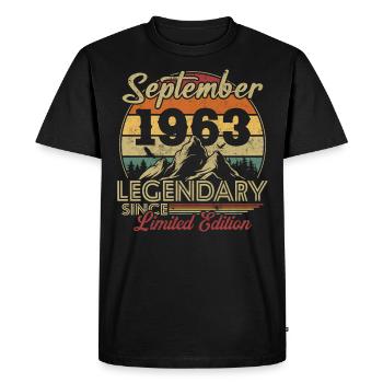 Vintage Retro September 1963 Birthday Gift - Men's Premium Organic T-Shirt - black - Front - Nico (187cm)
