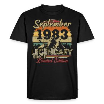 Vintage Retro September 1983 Birthday Gift - Men's Premium Organic T-Shirt - black - Front - Nico (187cm)