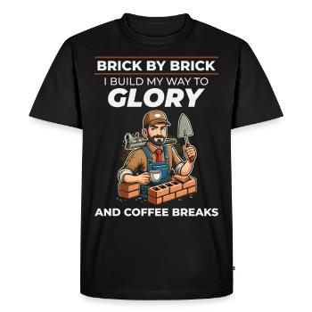 Briqueteur, maçon, maçon, chantier, humour, café, drôle - T-shirt Premium bio Homme - noir - Devant - Nico (187cm)