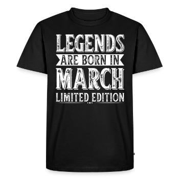 Les légendes naissent en mars Anniversaire en mars - T-shirt Premium bio Homme - noir - Devant - Nico (187cm)