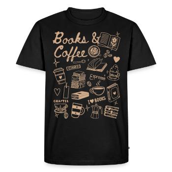 Gribouillages de café et de livres - T-shirt Premium bio Homme - noir - Devant - Nico (187cm)