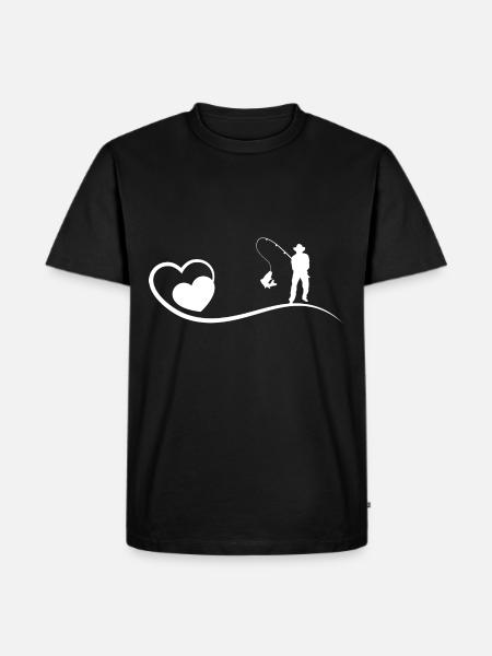 Heart and Fishing - - Men's Premium Organic T-Shirt - black