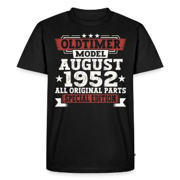 Oldtimer August 1952 70th Birthday Gift Fun - Men's Premium Organic T-Shirt - black - Front - Nico (187cm)