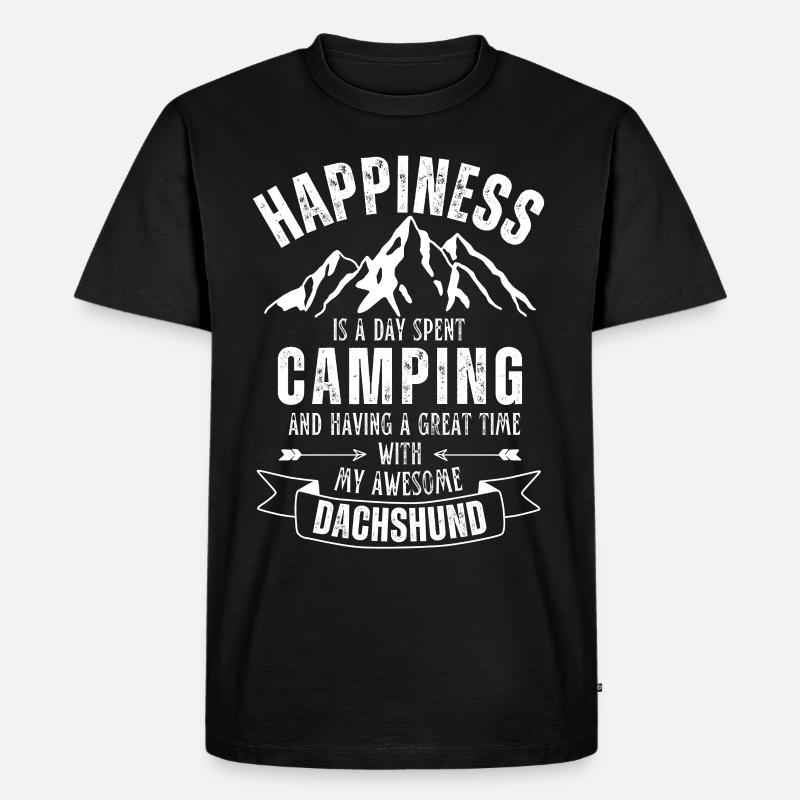 Camping und Dackel - Männer Premium Bio T-Shirt - Schwarz