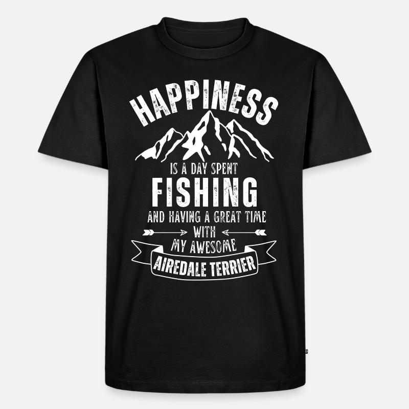 Pêche et Airedale Terriers - T-shirt Premium bio Homme - noir