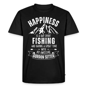 Fishing and Gordon Setter - Men's Premium Organic T-Shirt - black - Front - Nico (187cm)