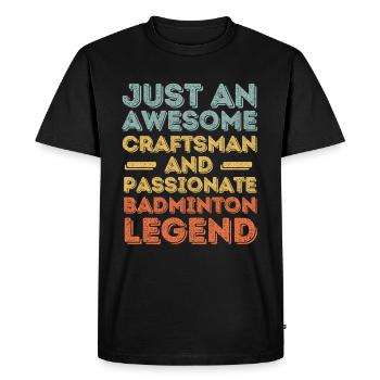 Artisan Badminton rétro - T-shirt Premium bio Homme - noir - Devant - Nico (187cm)
