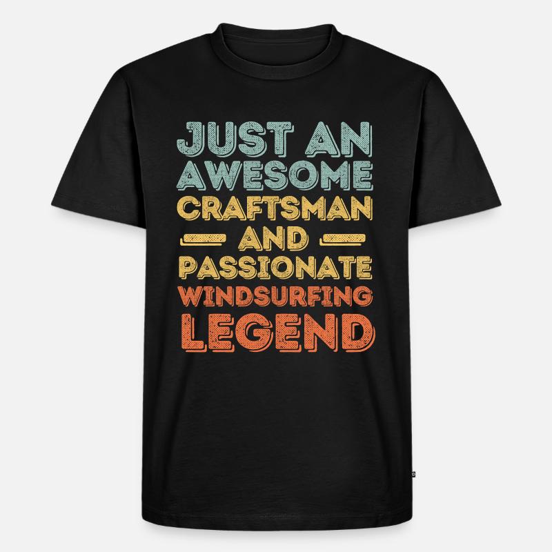 Handwerker Windsurfen retro - Männer Premium Bio T-Shirt - Schwarz