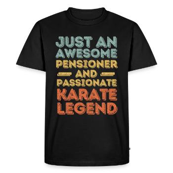 Pensioner Karate retro - Men's Premium Organic T-Shirt - black - Front - Nico (187cm)