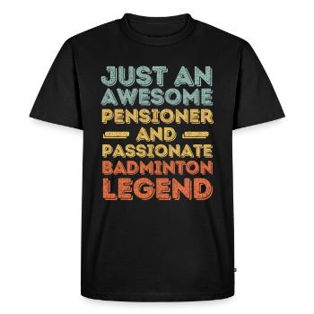 Retraité Badminton rétro - T-shirt Premium bio Homme - noir - Devant - Nico (187cm)