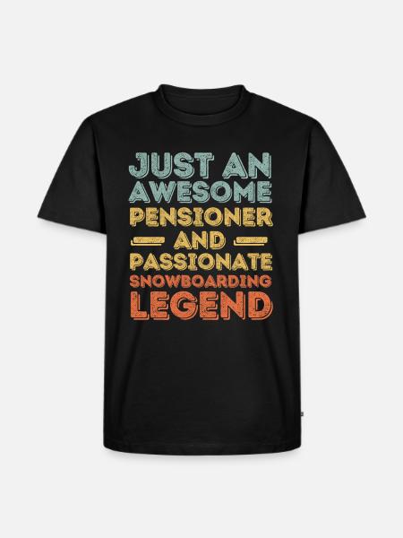 Rentner Snowboarden retro - Männer Premium Bio T-Shirt - Schwarz
