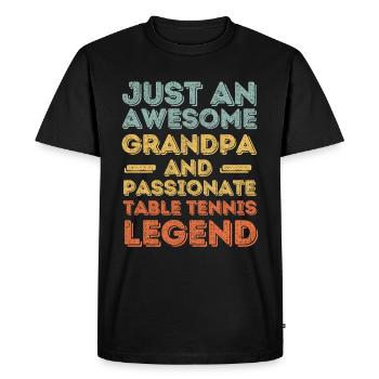 Grand-père tennis de table rétro - T-shirt Premium bio Homme - noir - Devant - Nico (187cm)
