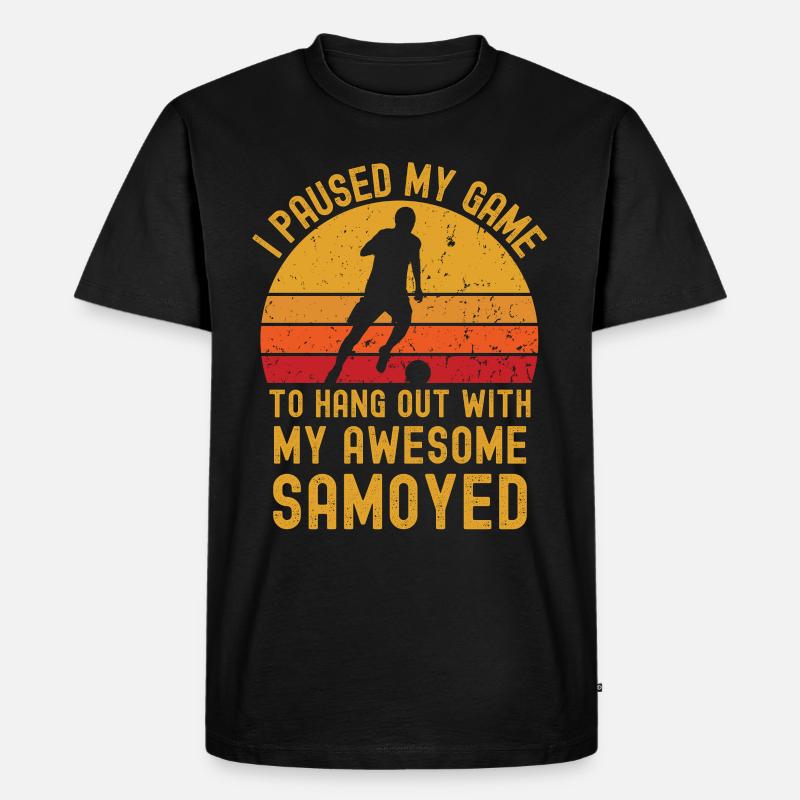 Fußball und Samojede - Männer Premium Bio T-Shirt - Schwarz