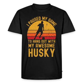Football and Husky - Men's Premium Organic T-Shirt - black - Front - Nico (187cm)