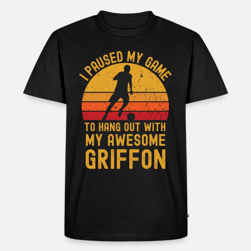 Fußball und Griffon - Männer Premium Bio T-Shirt - Schwarz