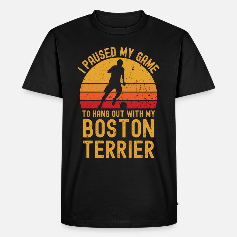 Fußball und Boston-Terrier - Männer Premium Bio T-Shirt - Schwarz