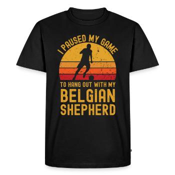 Football et Berger Belge - T-shirt Premium bio Homme - noir - Devant - Nico (187cm)