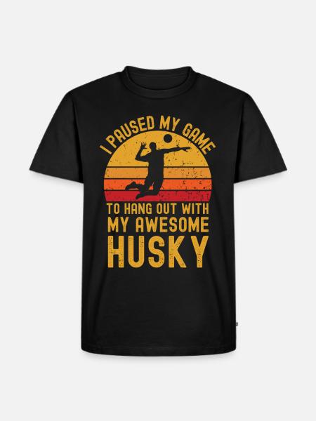 Volleyball and husky - Men's Premium Organic T-Shirt - black