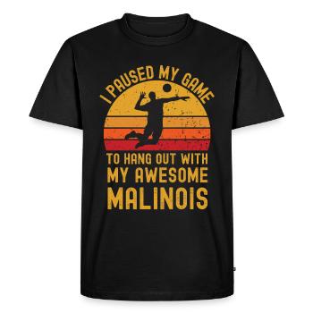 Volleyball et Malinois - T-shirt Premium bio Homme - noir - Devant - Nico (187cm)