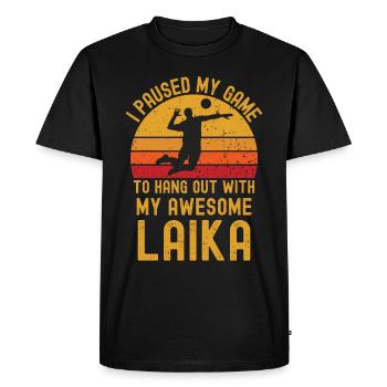 Volleyball and Laika - Men's Premium Organic T-Shirt - black - Front - Nico (187cm)
