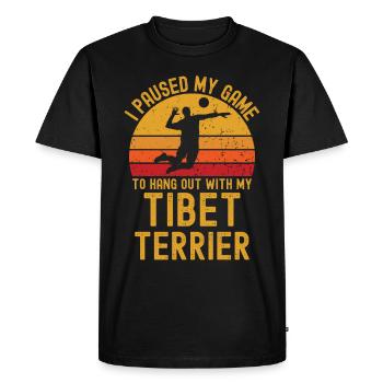 Volleyball et terriers tibétains - T-shirt Premium bio Homme - noir - Devant - Nico (187cm)