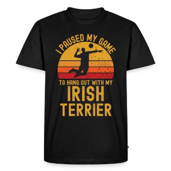 Volleyball et terriers irlandais - T-shirt Premium bio Homme - noir - Devant - Nico (187cm)