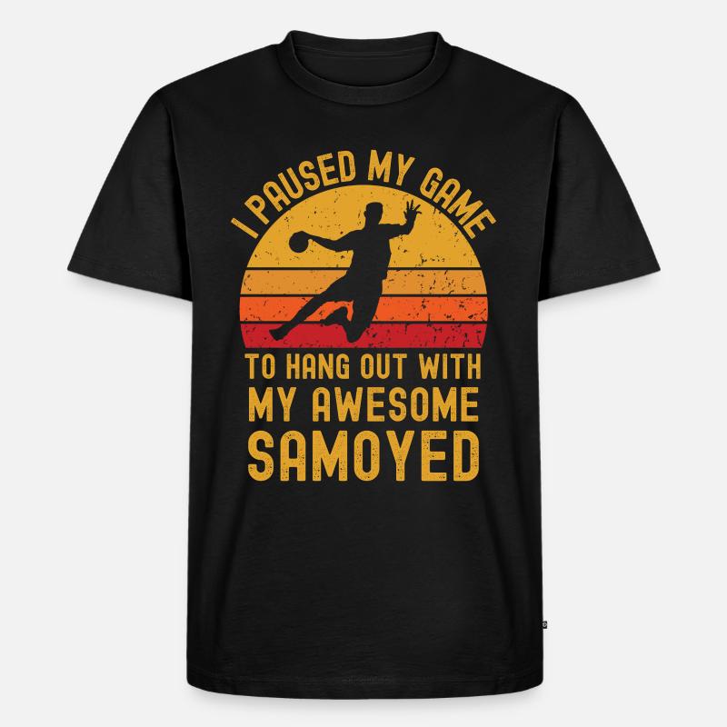 Handball und Samojede - Männer Premium Bio T-Shirt - Schwarz