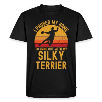 Handball et Silky-Terrier - T-shirt Premium bio Homme - noir - Devant - Nico (187cm)