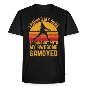Tennis et Samoyède - T-shirt Premium bio Homme - noir - Devant - Nico (187cm)