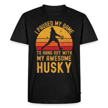 Tennis and Husky - Men's Premium Organic T-Shirt - black - Front - Nico (187cm)