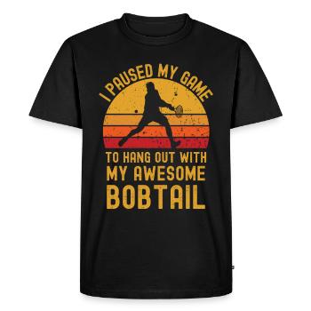 Tennis and Bobtail - Men's Premium Organic T-Shirt - black - Front - Nico (187cm)