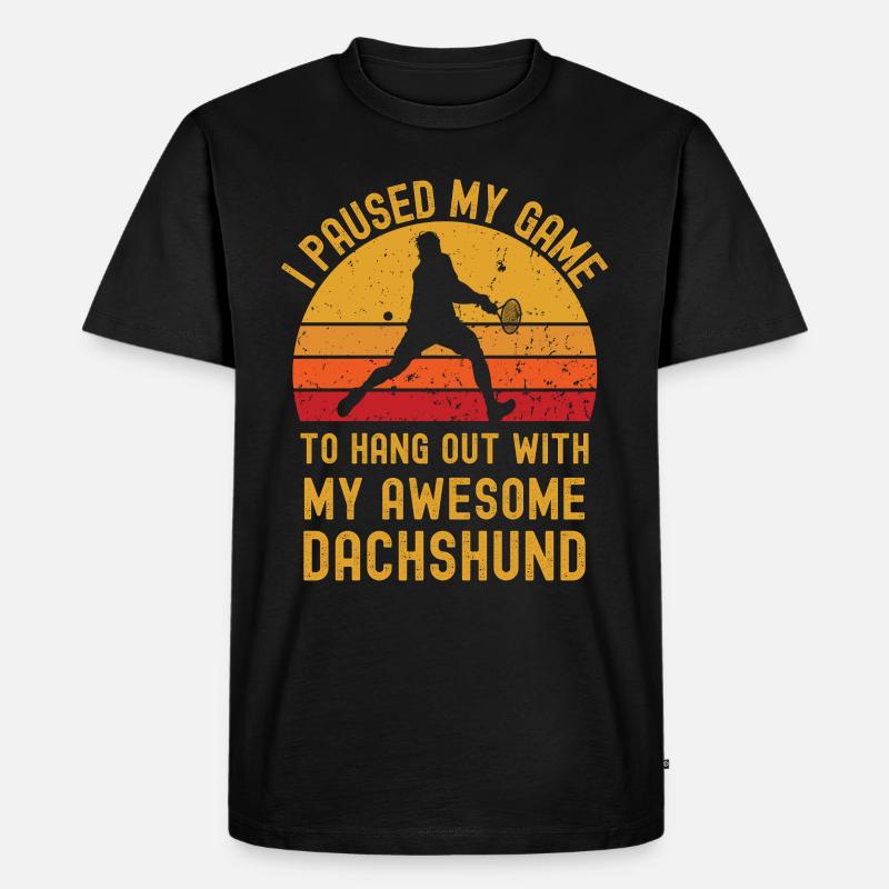 Tennis und Dackel - Männer Premium Bio T-Shirt - Schwarz