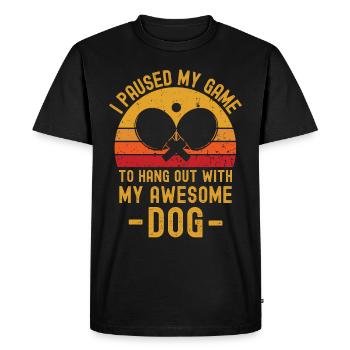 Tennis de table et chien - T-shirt Premium bio Homme - noir - Devant - Nico (187cm)