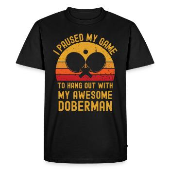Table tennis and Doberman - Men's Premium Organic T-Shirt - black - Front - Nico (187cm)