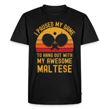 Tennis de table et maltais - T-shirt Premium bio Homme - noir - Devant - Nico (187cm)