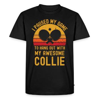 Tennis de table et colley - T-shirt Premium bio Homme - noir - Devant - Nico (187cm)