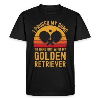 Tennis de table et golden retrievers - T-shirt Premium bio Homme - noir - Devant - Nico (187cm)