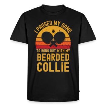 Tennis de table et colley barbu - T-shirt Premium bio Homme - noir - Devant - Nico (187cm)