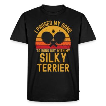 Tennis de table et Silky-Terrier - T-shirt Premium bio Homme - noir - Devant - Nico (187cm)