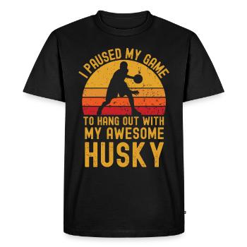 Basketball and Husky - Men's Premium Organic T-Shirt - black - Front - Nico (187cm)