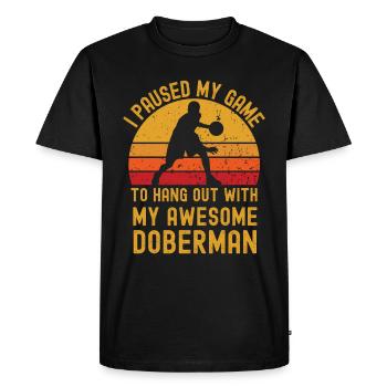 Basketball and Doberman - Men's Premium Organic T-Shirt - black - Front - Nico (187cm)