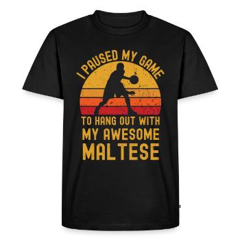 Basket-ball et maltais - T-shirt Premium bio Homme - noir - Devant - Nico (187cm)