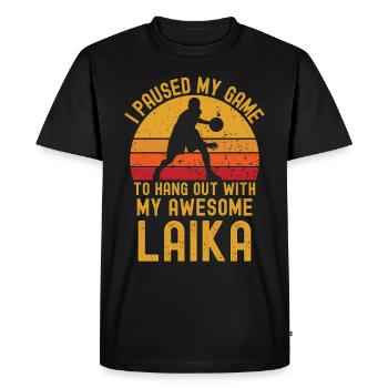 Basketball and Laika - Men's Premium Organic T-Shirt - black - Front - Nico (187cm)