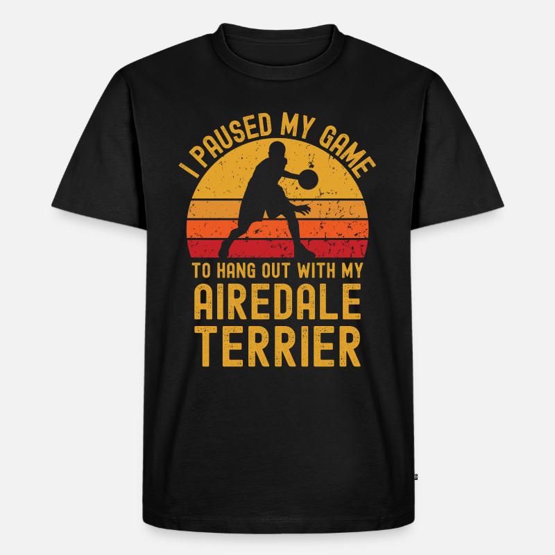 Basketball und Airedale-Terrier - Männer Premium Bio T-Shirt - Schwarz
