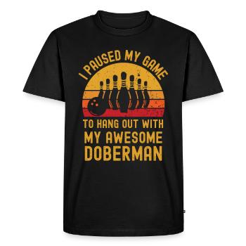 Bowling and Doberman - Men's Premium Organic T-Shirt - black - Front - Nico (187cm)