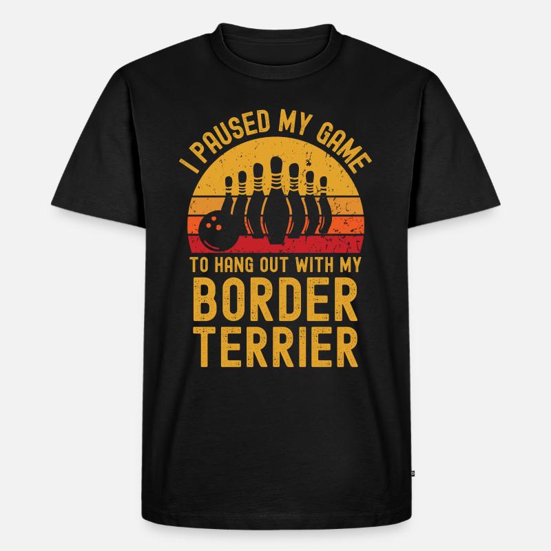 Bowling und Border-Terrier - Männer Premium Bio T-Shirt - Schwarz