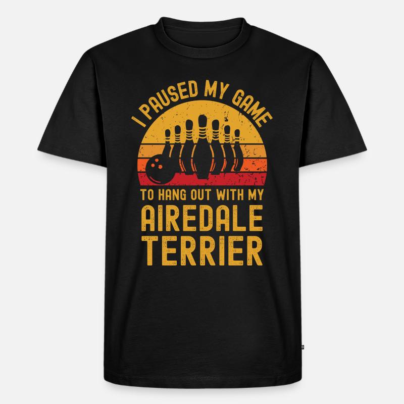 Bowling und Airedale-Terrier - Männer Premium Bio T-Shirt - Schwarz